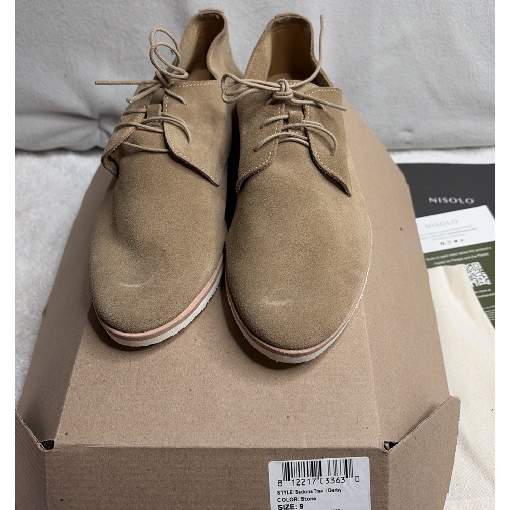 Nisolo Stone Suede Lace-Up Derby Sandals